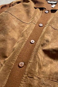 90'S SUEDE WOOL ACRYLIC KNIT JACKET / BROWN [SIZE: L USED]