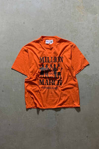 MADE IN MEXICO 90-00'S MILLION WOMEN MARCH PROTEST T-SHIRT/ ORANGE [SIZE: L USED]