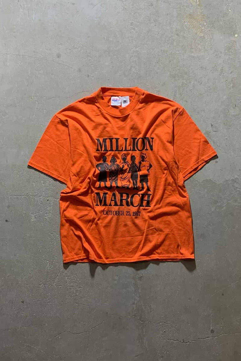MADE IN MEXICO 90-00'S MILLION WOMEN MARCH PROTEST T-SHIRT/ ORANGE [SIZE: L USED]