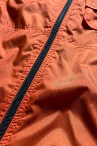 90-00'S 2WAY ZIP UP RIP STOP NYLON HOODIE JACKET / ORANGE [SIZE: L USED]