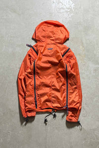 90-00'S 2WAY ZIP UP RIP STOP NYLON HOODIE JACKET / ORANGE [SIZE: L USED]