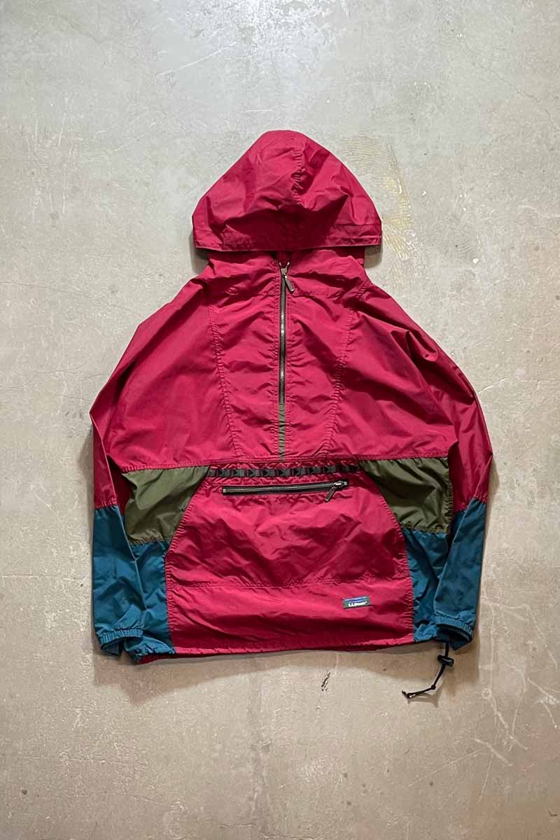 90'S NYLON PULLOVER HOODIE JACKET / WINE RED [SIZE: XL USED]