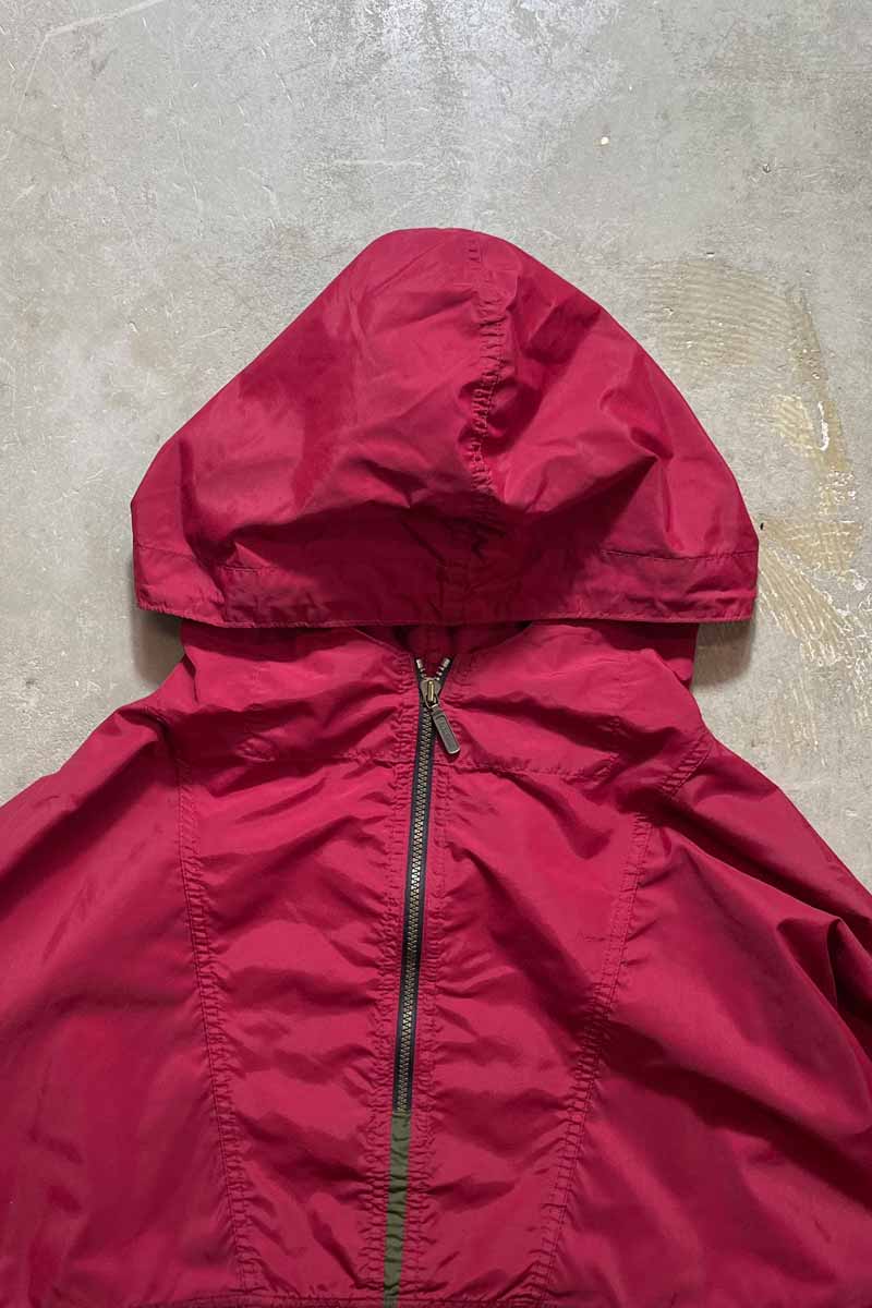 90'S NYLON PULLOVER HOODIE JACKET / WINE RED [SIZE: XL USED]