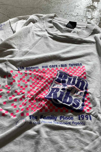 MADE IN USA 90'S RUN FOR THE RIBS PRINT T-SHIRT/ WHITE [SIZE: L USED]