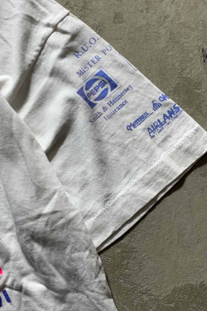 MADE IN USA 90'S RUN FOR THE RIBS PRINT T-SHIRT/ WHITE [SIZE: L USED]