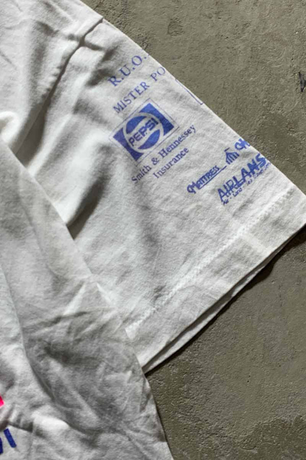 MADE IN USA 90'S RUN FOR THE RIBS PRINT T-SHIRT/ WHITE [SIZE: L USED]
