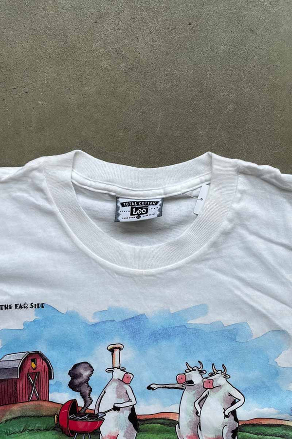 MADE IN USA 90'S S/S MESSAGE COW PRINT T-SHIRT / WHITE [SIZE: XL DEADSTOCK/NOS]