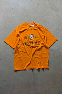 90-00'S PRINT MESSAGE T-SHIRT/ ORANGE [SIZE: L USED]