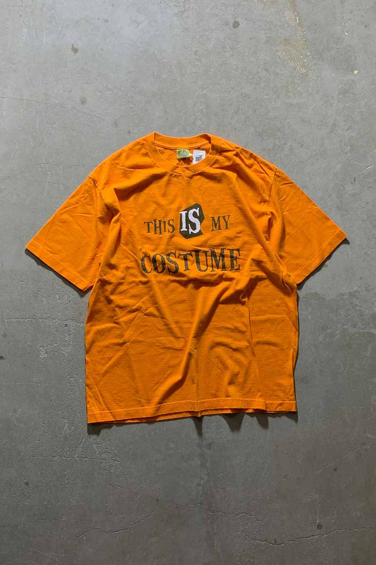 90-00'S PRINT MESSAGE T-SHIRT/ ORANGE [SIZE: L USED]