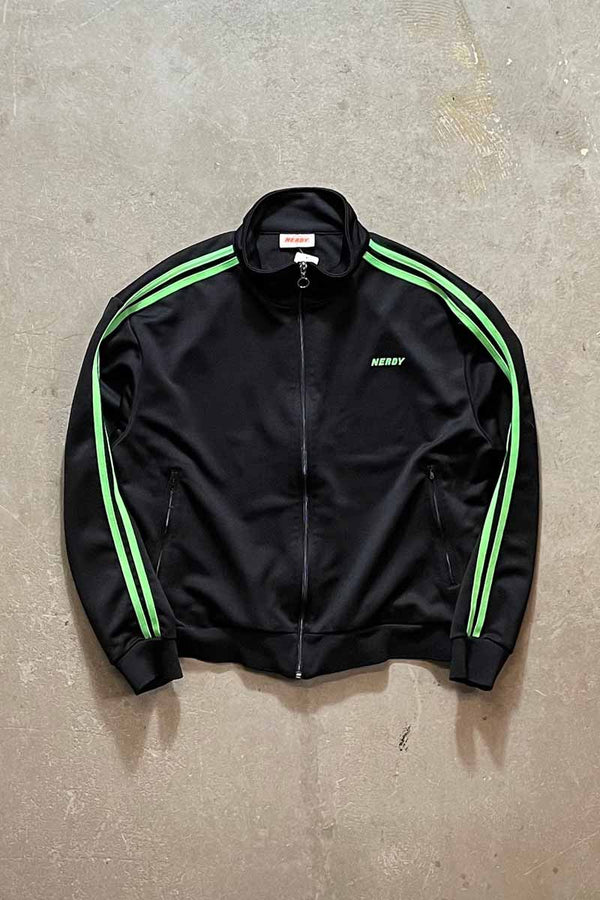 NY TRACK TOP JACKET / BLACK/GREEN [SIZE: S USED]