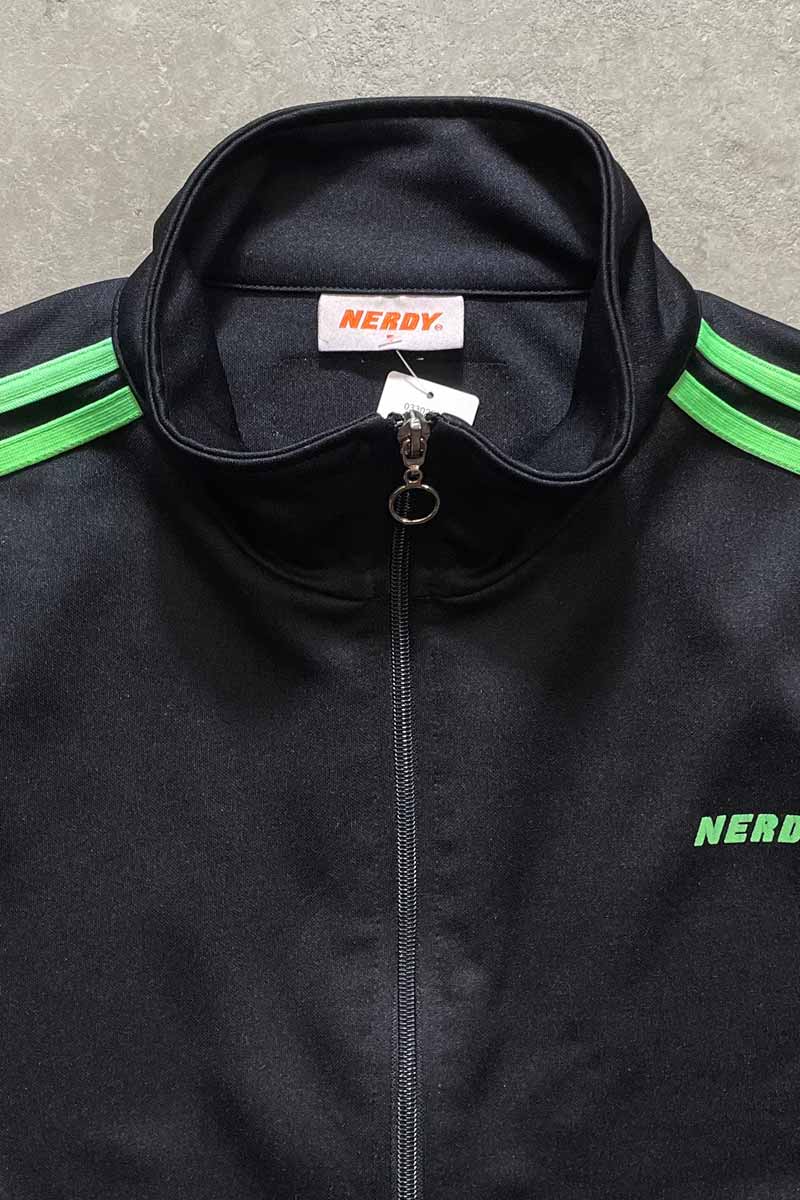 NY TRACK TOP JACKET / BLACK/GREEN [SIZE: S USED]
