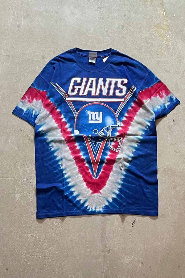 MADE IN MEXICO S/S NY GIANTS TYE DYE TEE SHIRT / BLUE / RED [SIZE: L USED]