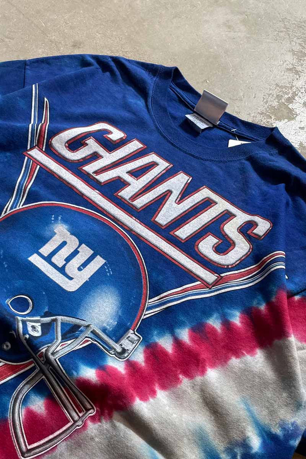 MADE IN MEXICO S/S NY GIANTS TYE DYE TEE SHIRT / BLUE / RED [SIZE: L USED]