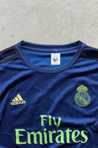 19-20'S REAL MADRID FLY EMIRATE FOOTBALL SHIRT/ NAVY [SIZE: 2XL USED]