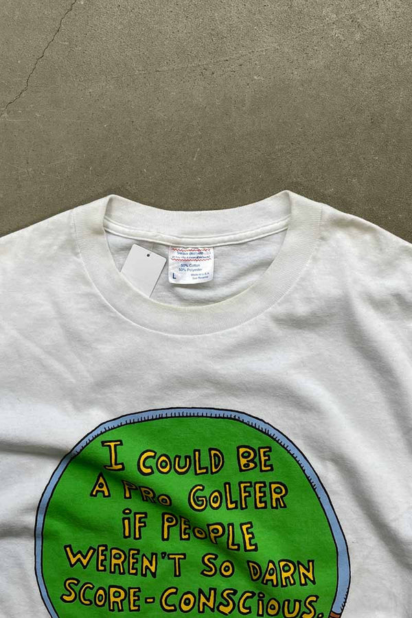 MADE IN USA 90'S S/S I COULD BE A PRO GOLFER PRINT MESSAGE T-SHIRT / WHITE [SIZE: L USED]