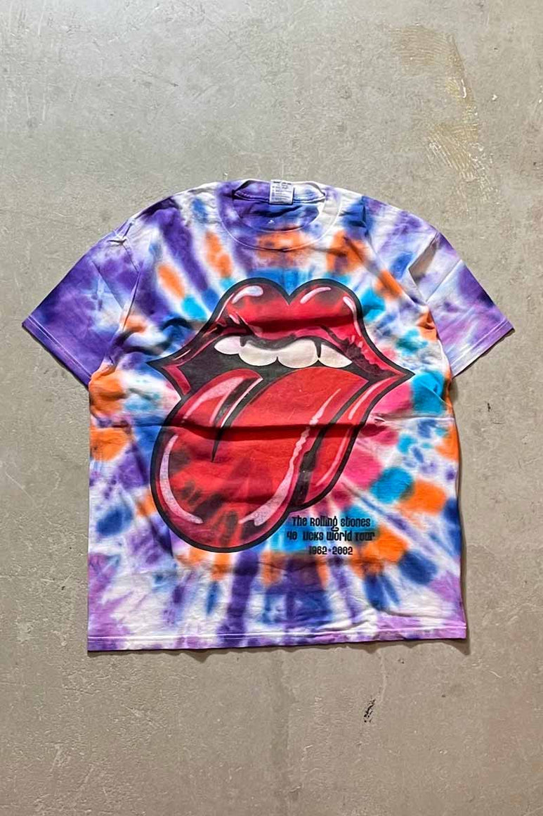 MADE IN USA ROLLING STONES LICKS WORLD TOUR 2002 TIE-DYE TEE SHIRT / TIE-DYE [SIZE: L USED]