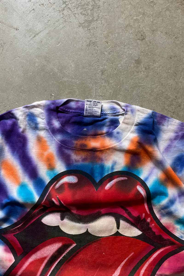 MADE IN USA ROLLING STONES LICKS WORLD TOUR 2002 TIE-DYE TEE SHIRT / TIE-DYE [SIZE: L USED]