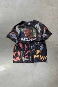 2PAC PRINT BLEACHED HIP HOP T-SHIRT / BLACK [SIZE: XL USED]