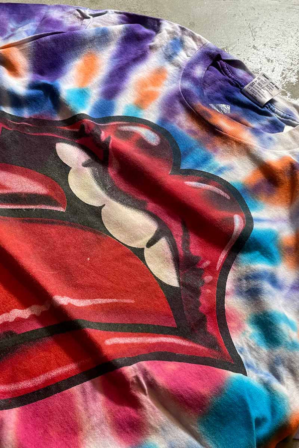 MADE IN USA ROLLING STONES LICKS WORLD TOUR 2002 TIE-DYE TEE SHIRT / TIE-DYE [SIZE: L USED]