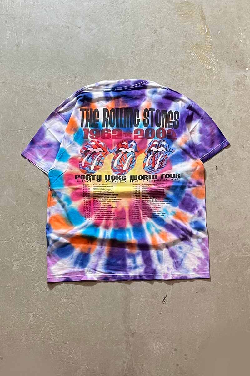 MADE IN USA ROLLING STONES LICKS WORLD TOUR 2002 TIE-DYE TEE SHIRT / TIE-DYE [SIZE: L USED]