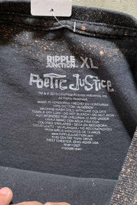 2PAC PRINT BLEACHED HIP HOP T-SHIRT / BLACK [SIZE: XL USED]
