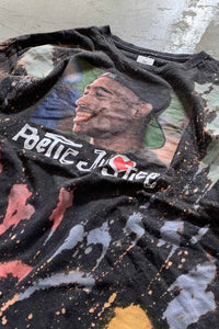 2PAC PRINT BLEACHED HIP HOP T-SHIRT / BLACK [SIZE: XL USED]