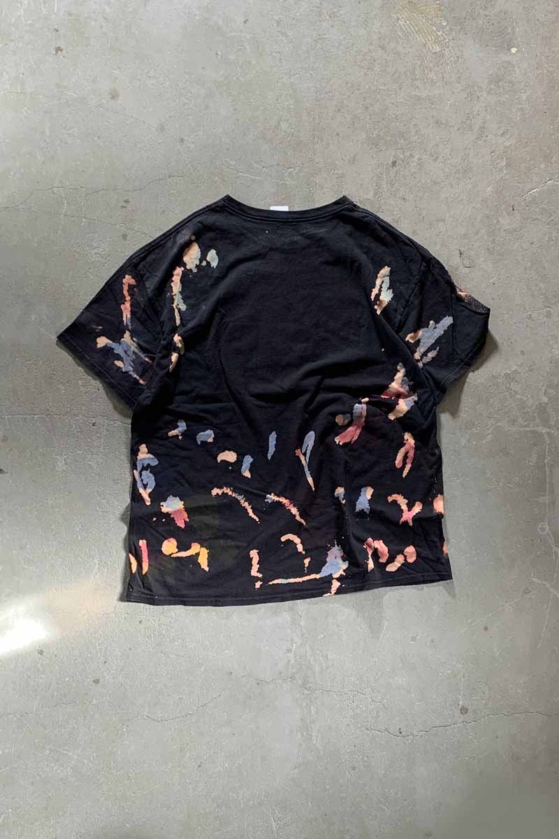 2PAC PRINT BLEACHED HIP HOP T-SHIRT / BLACK [SIZE: XL USED]