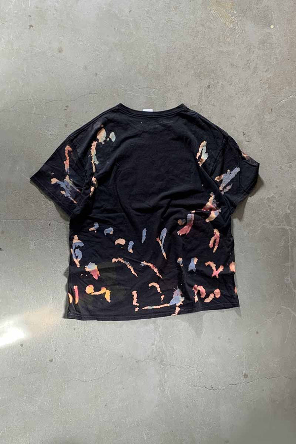2PAC PRINT BLEACHED HIP HOP T-SHIRT / BLACK [SIZE: XL USED]