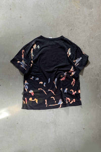 2PAC PRINT BLEACHED HIP HOP T-SHIRT / BLACK [SIZE: XL USED]