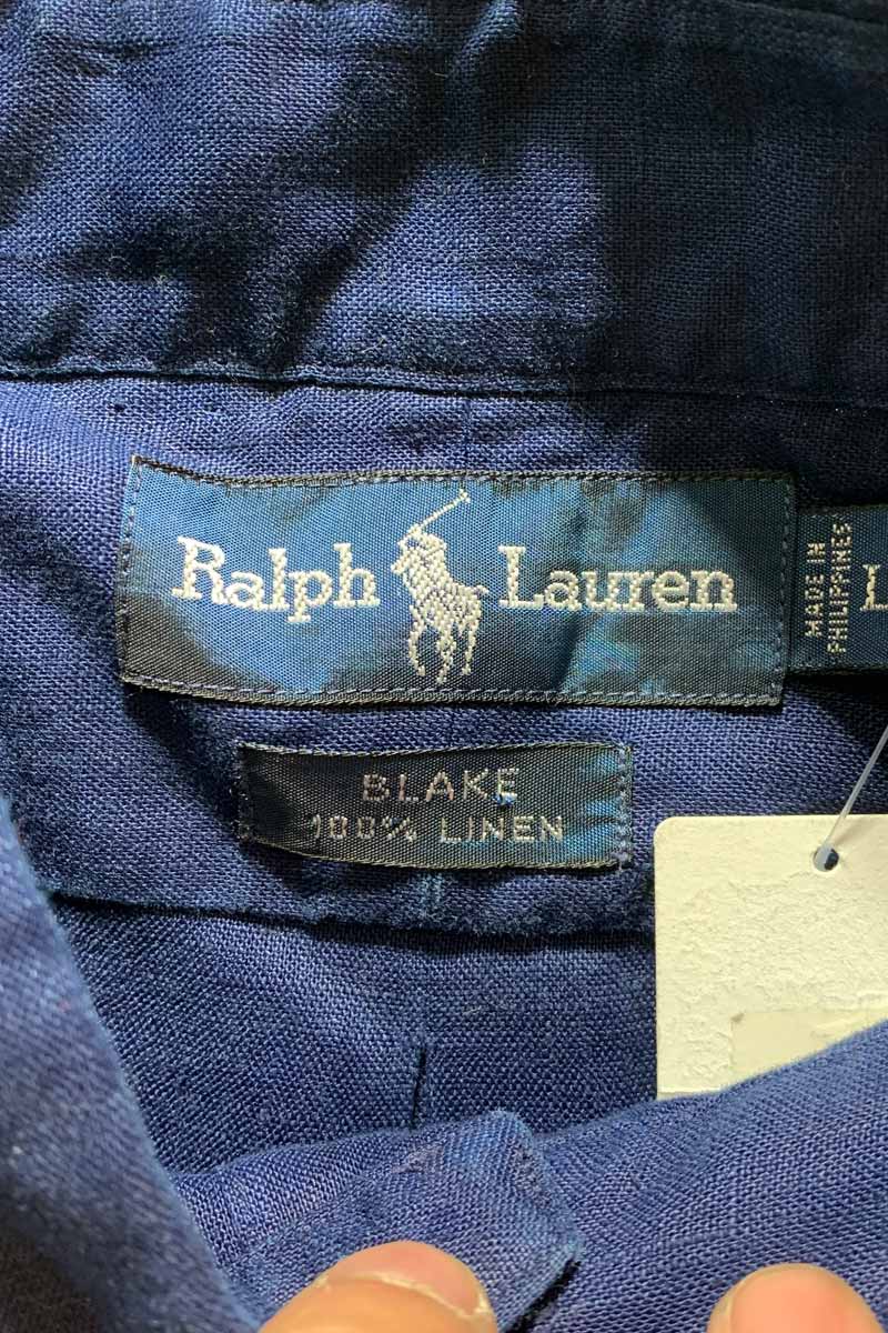 90'S B.D LINEN BLAKE L/S SHIRT/ NAVY [SIZE: L USED]