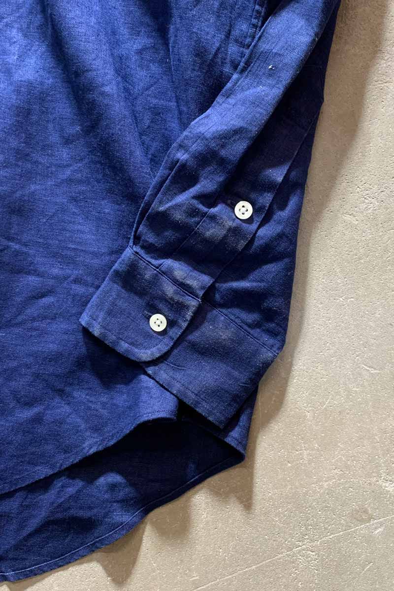 90'S B.D LINEN BLAKE L/S SHIRT/ NAVY [SIZE: L USED]