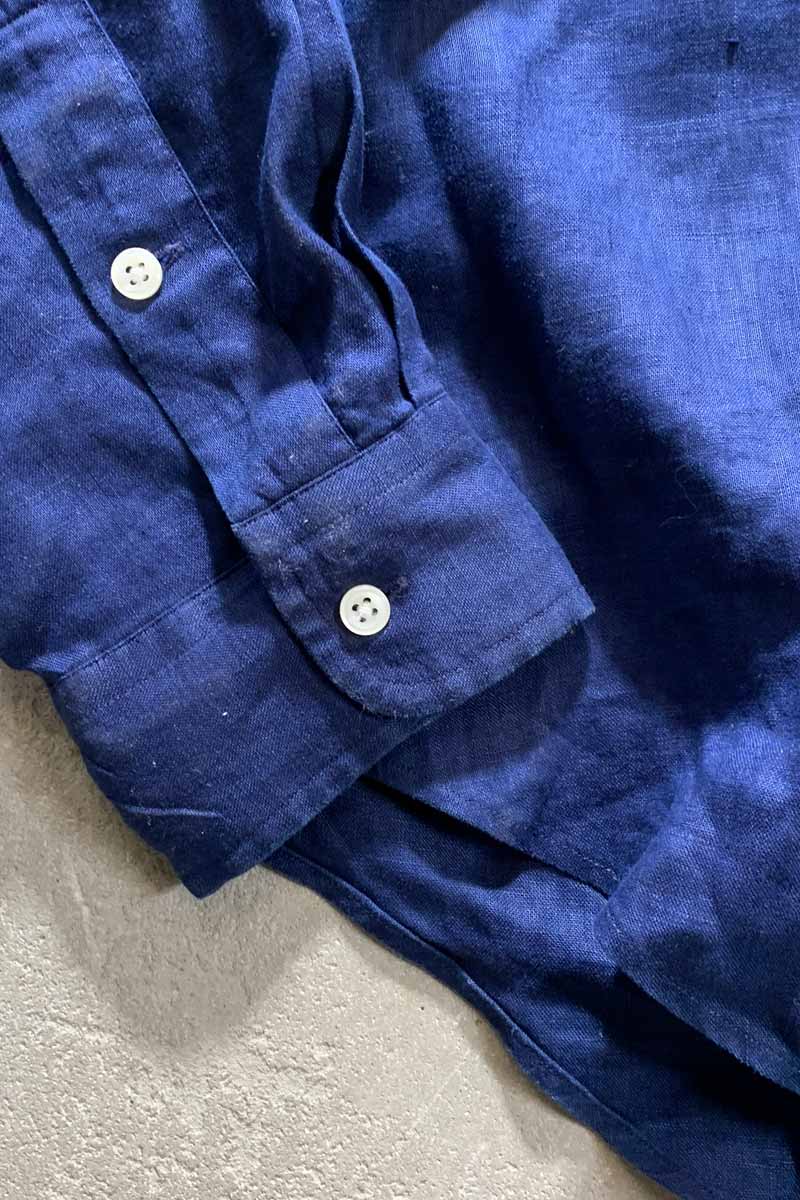 90'S B.D LINEN BLAKE L/S SHIRT/ NAVY [SIZE: L USED]
