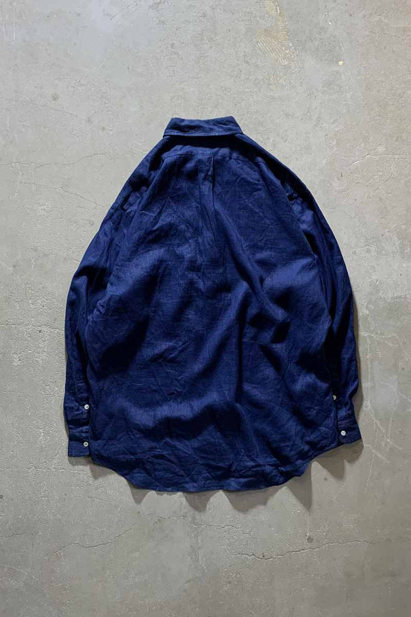 90'S B.D LINEN BLAKE L/S SHIRT/ NAVY [SIZE: L USED]