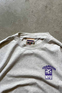 MADE IN USA 90'S S/S NYU BACK PRINT COLLEGE T-SHIRT / GRAY [SIZE: L USED]