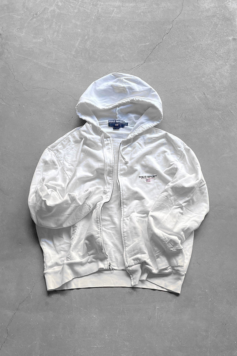 90'S ZIP SWEAT HOODIE / WHITE [SIZE: L USED]