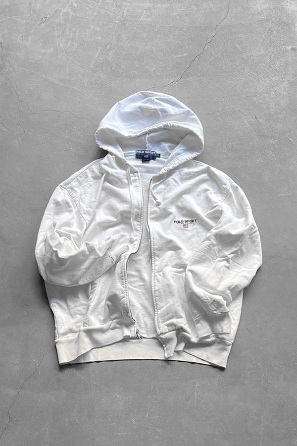 90'S ZIP SWEAT HOODIE / WHITE [SIZE: L USED]
