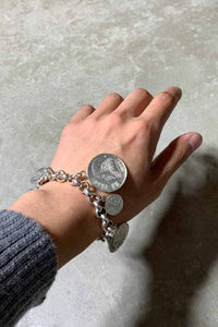 MADE IN MEXICO 925 SILVER COIN T-BAR BRACELET [SIZE: ONE SIZE USED]