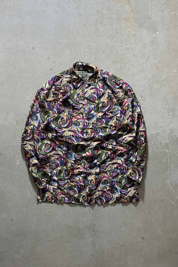 90'S L/S SILK SHIRT / MULTI  [SIZE: M USED]