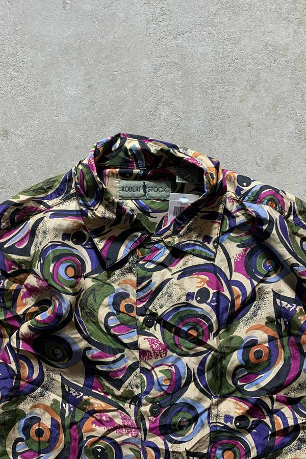 90'S L/S SILK SHIRT / MULTI  [SIZE: M USED]