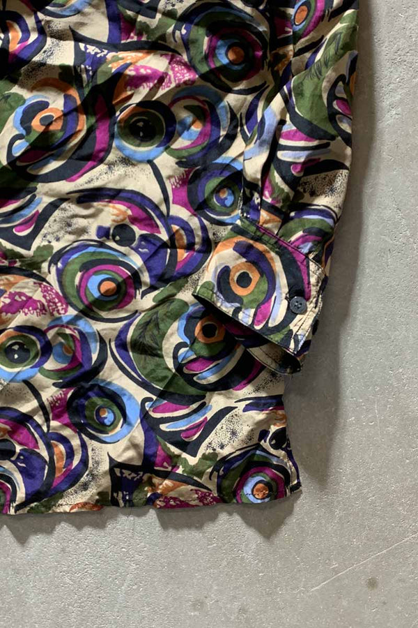 90'S L/S SILK SHIRT / MULTI  [SIZE: M USED]