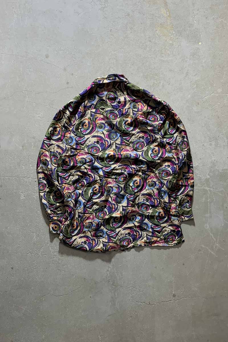 90'S L/S SILK SHIRT / MULTI  [SIZE: M USED]