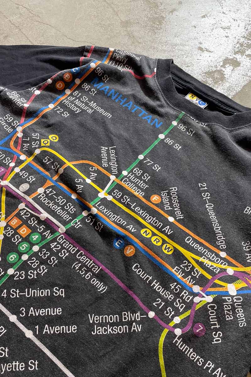 SUBWAY LINE T-SHIRT / BLACK [SIZE: L USED]