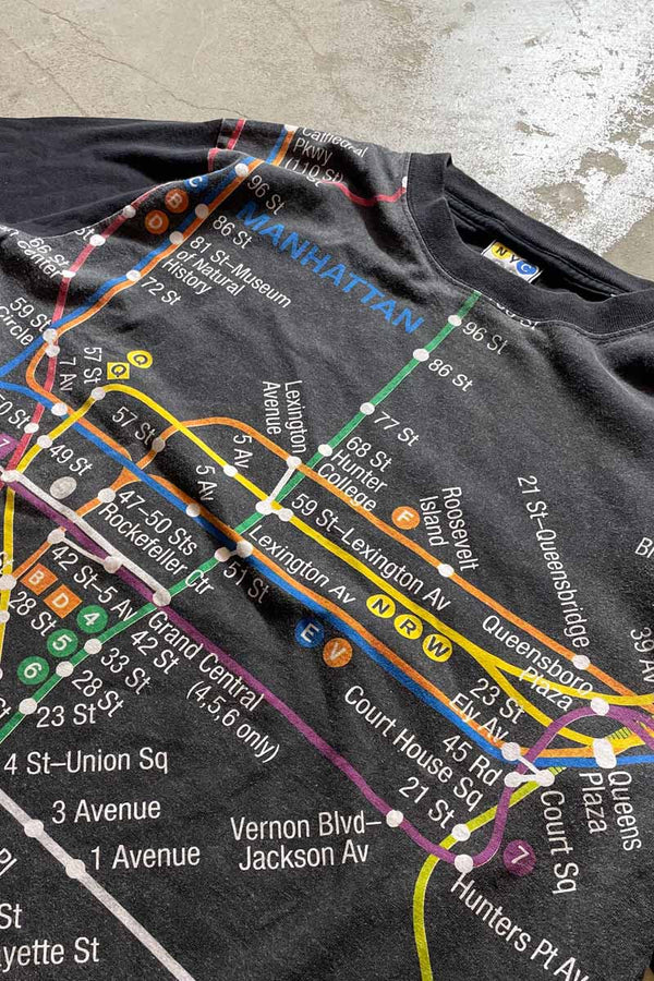 SUBWAY LINE T-SHIRT / BLACK [SIZE: L USED]