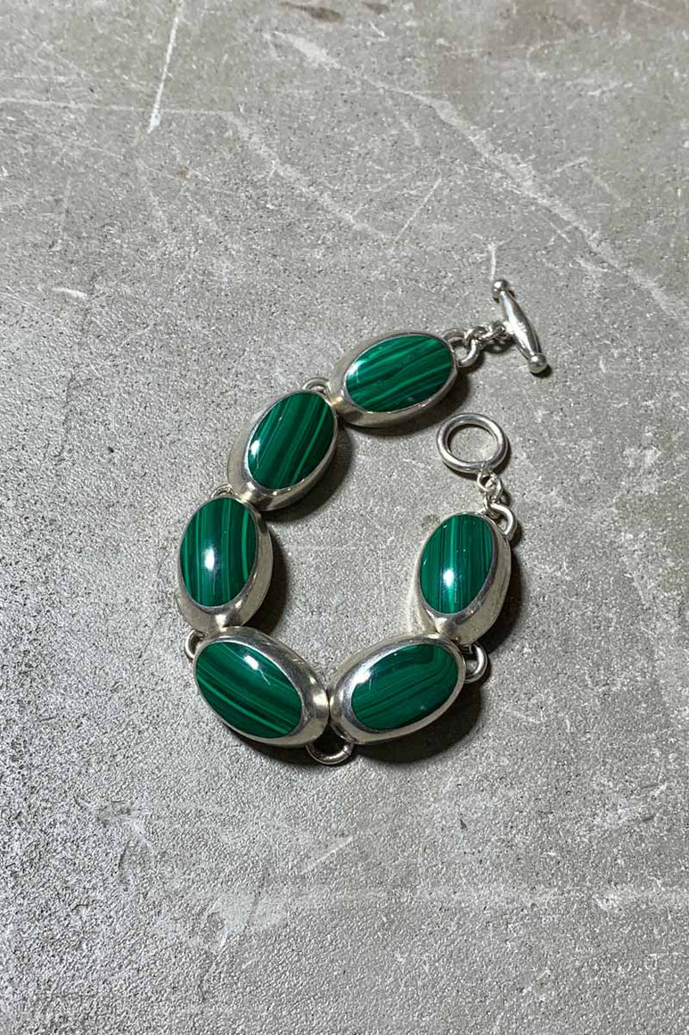 MADE IN MEXICO 925 SILVER BRACELET W/MALACHITE [SIZE: ONE SIZE USED]
