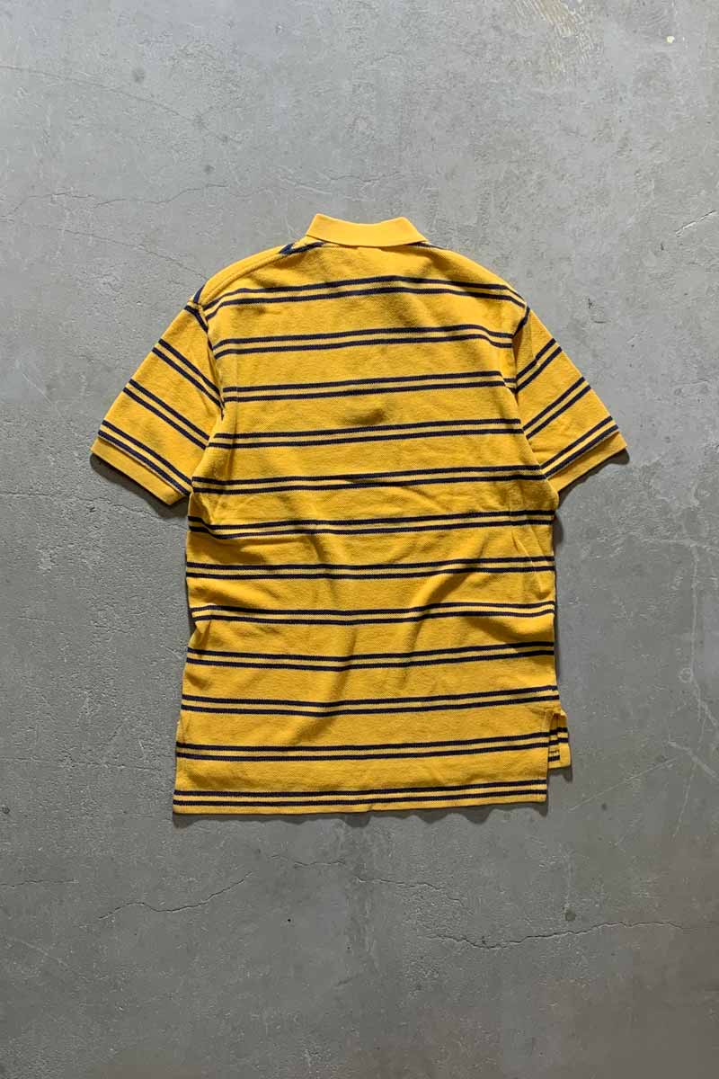 90'S COTTON BORDER S/S POLO SHIRT/ YELLOW [SIZE:M USED]