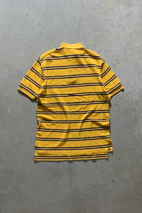 90'S COTTON BORDER S/S POLO SHIRT/ YELLOW  [SIZE:M USED]