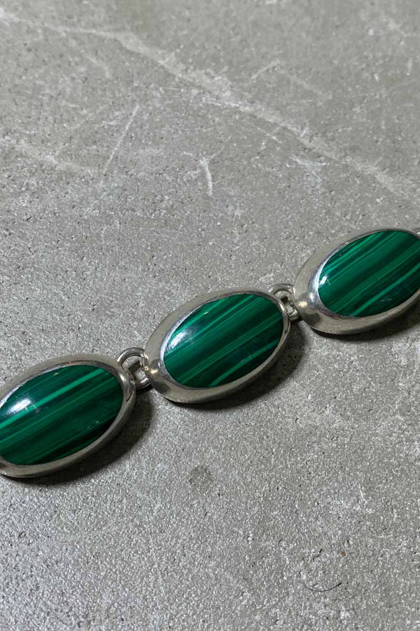 MADE IN MEXICO 925 SILVER BRACELET W/MALACHITE [SIZE: ONE SIZE USED]
