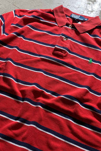 90'S BORDER S/S POLO SHIRT/ RED  [SIZE:M USED]