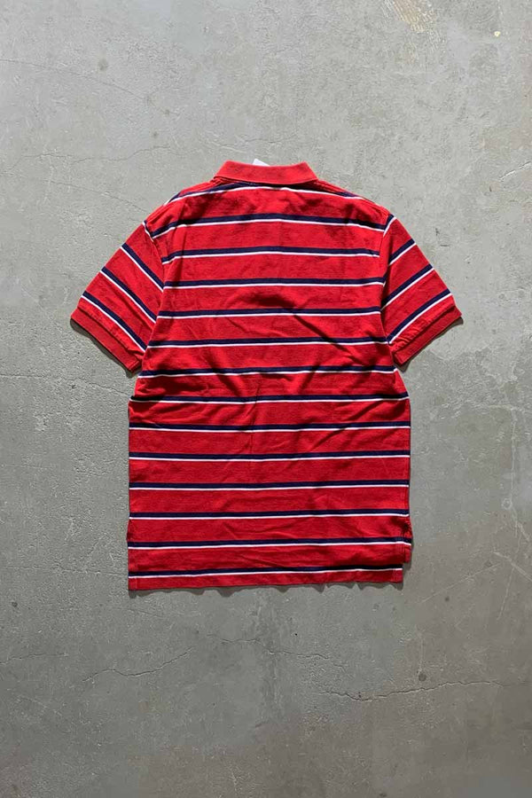 90s BORDER S/S POLO SHIRT / RED [SIZE: M USED]