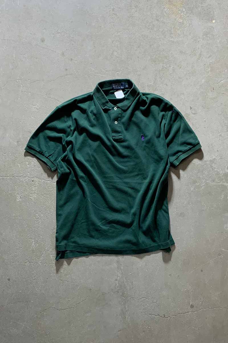 90'S ONE POINT S/S POLO SHIRT/ GREEN [SIZE:M USED]